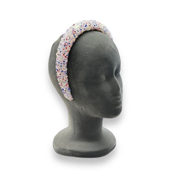Red White and Blue Glitter Headband- White - Picture 2 of 2
